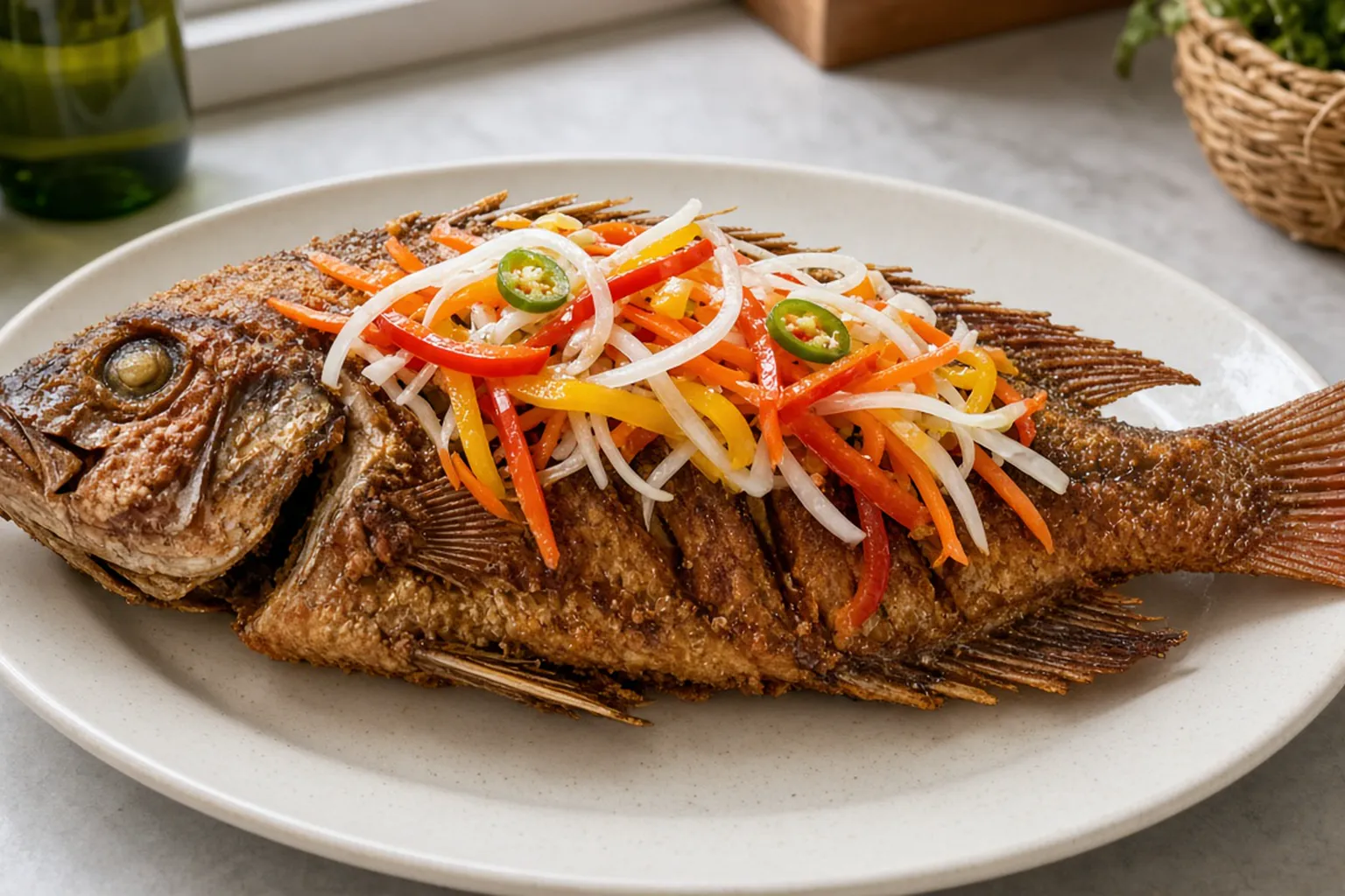 Illustrative photo of Crispy Fried Snapper with Pickled Pepper Escovitch