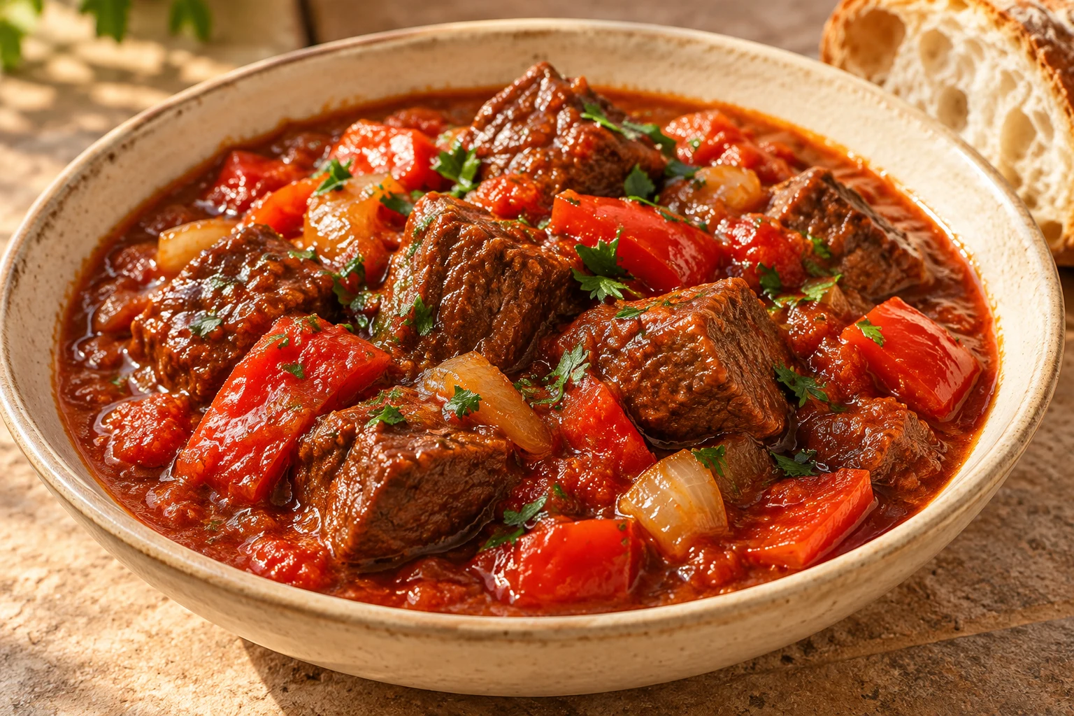 Slow Beef & Sweet Pepper Stew