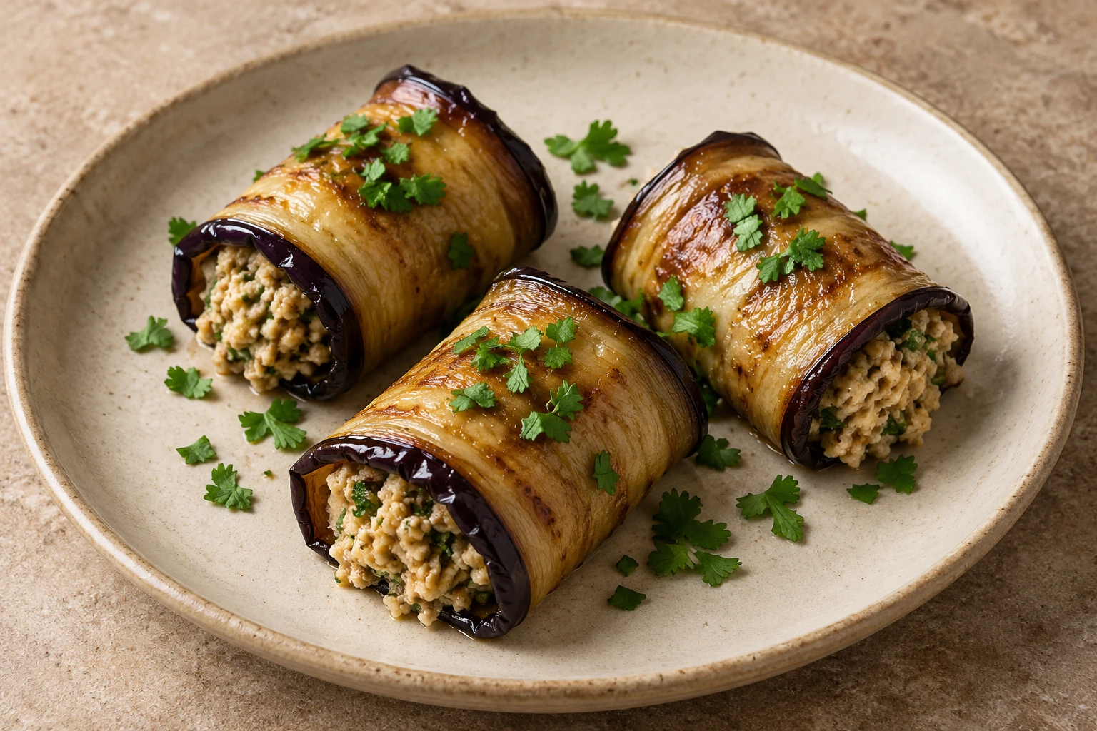 Roasted Eggplant & Walnut Rolls