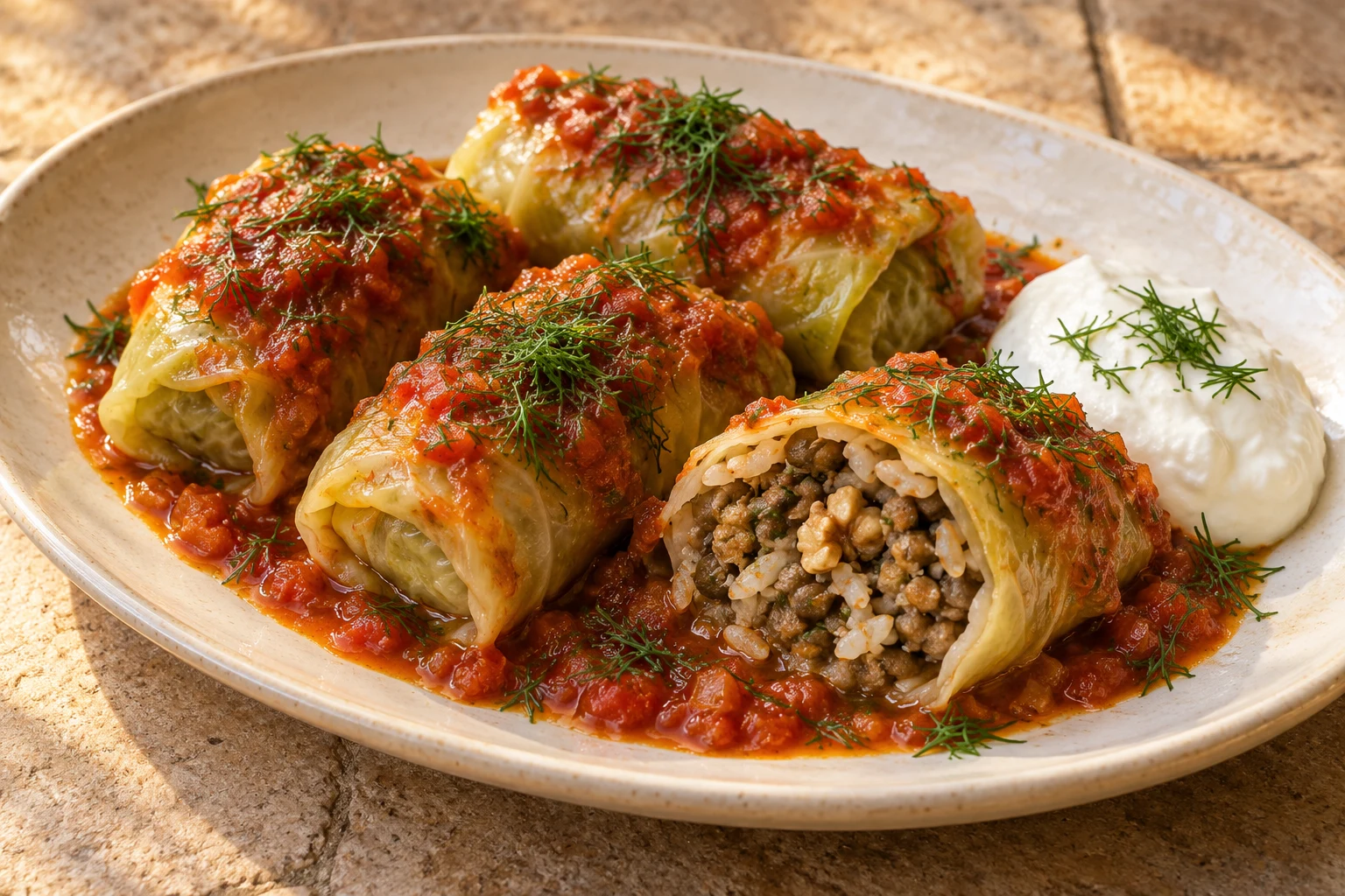 Lentil & Walnut Cabbage Rolls