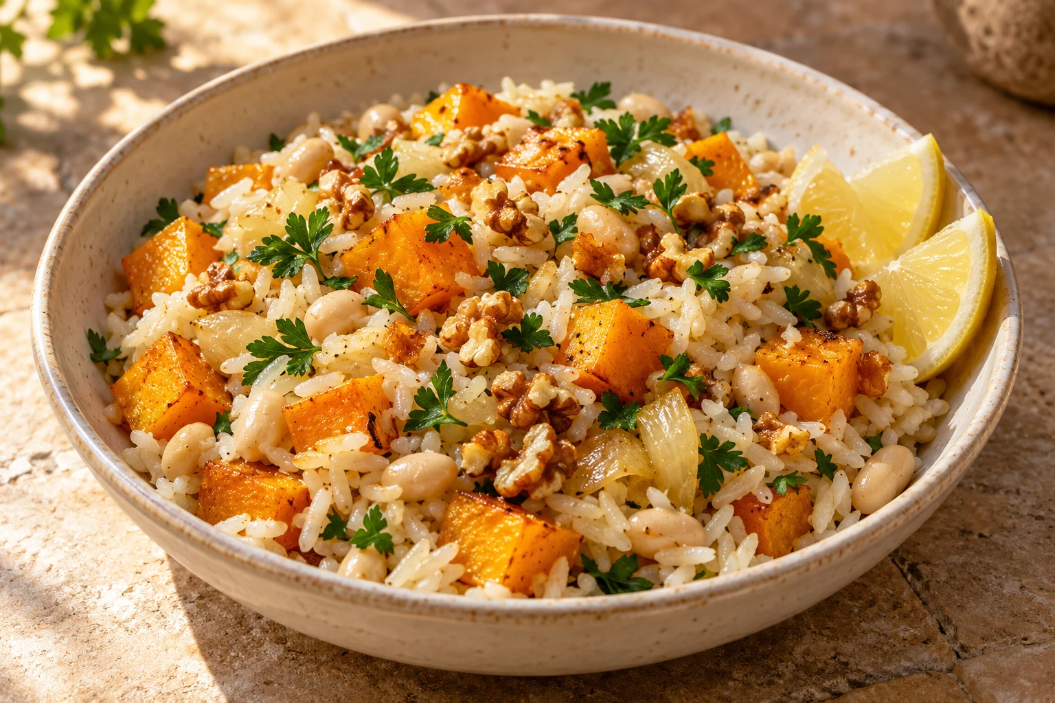 Roasted Pumpkin & White Bean Rice