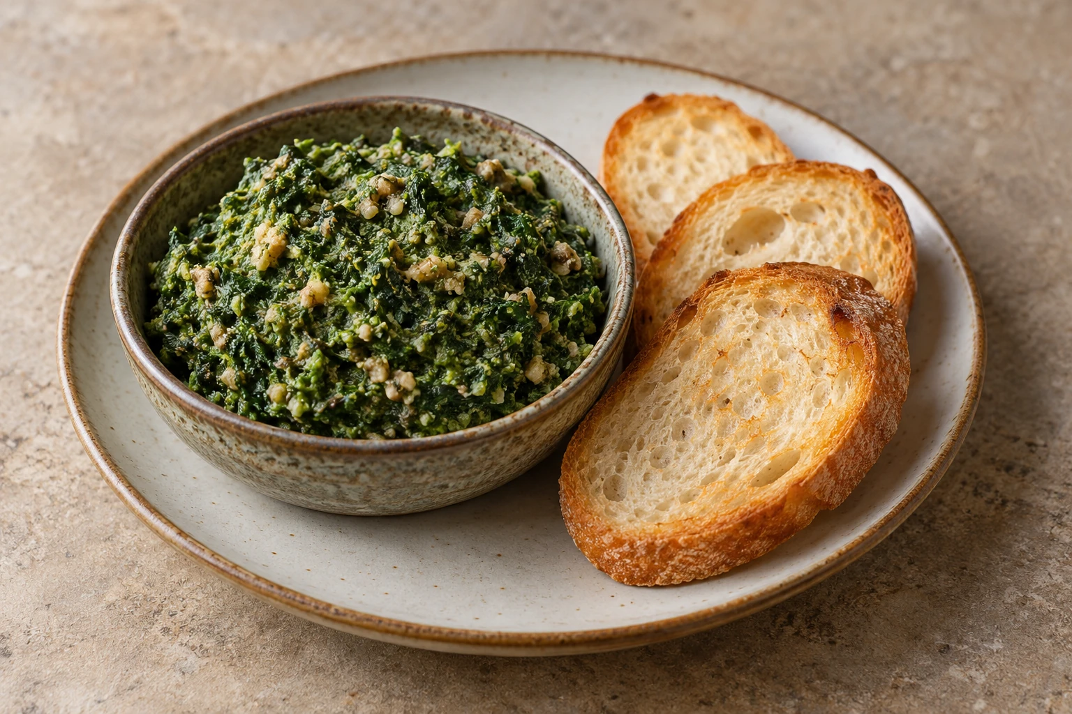 Spinach & Walnut Spread with Bread