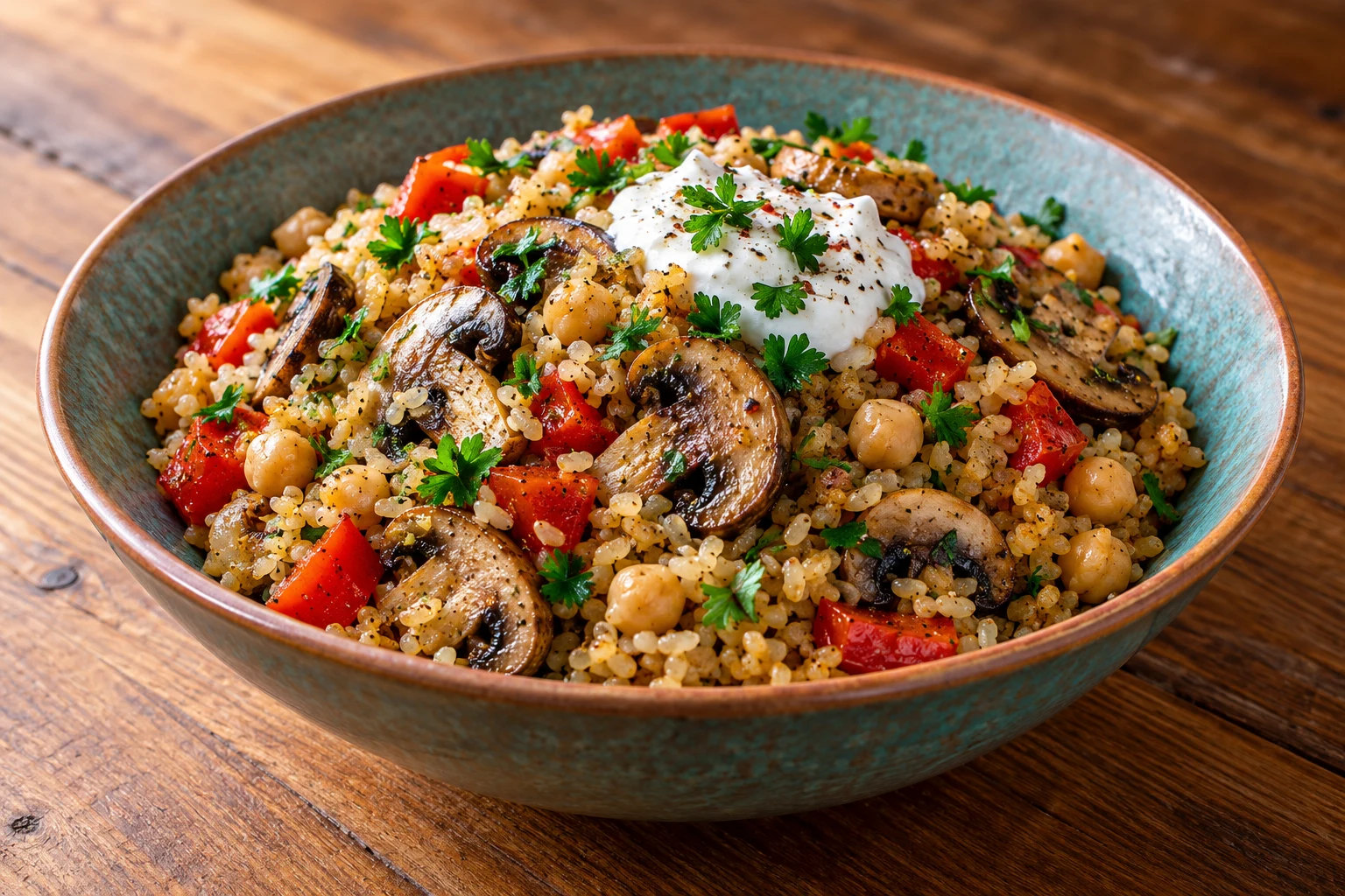 Mushroom & Pepper Bulgur Pilaf