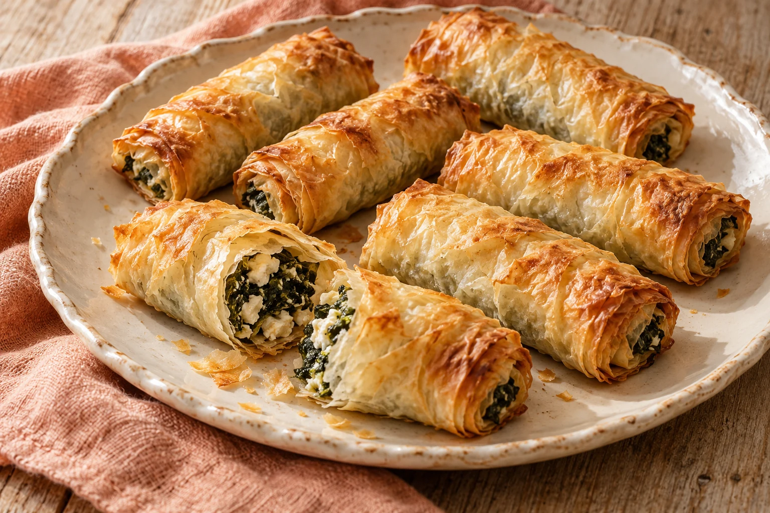Spinach & Feta Filo Rolls