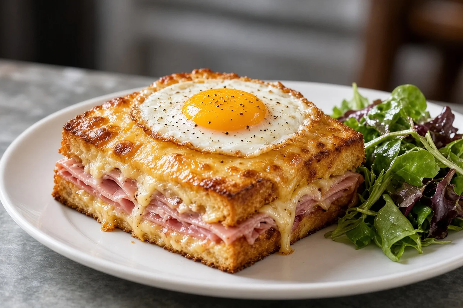 Illustrative photo of Baked Ham & Gruyère Croque Madame