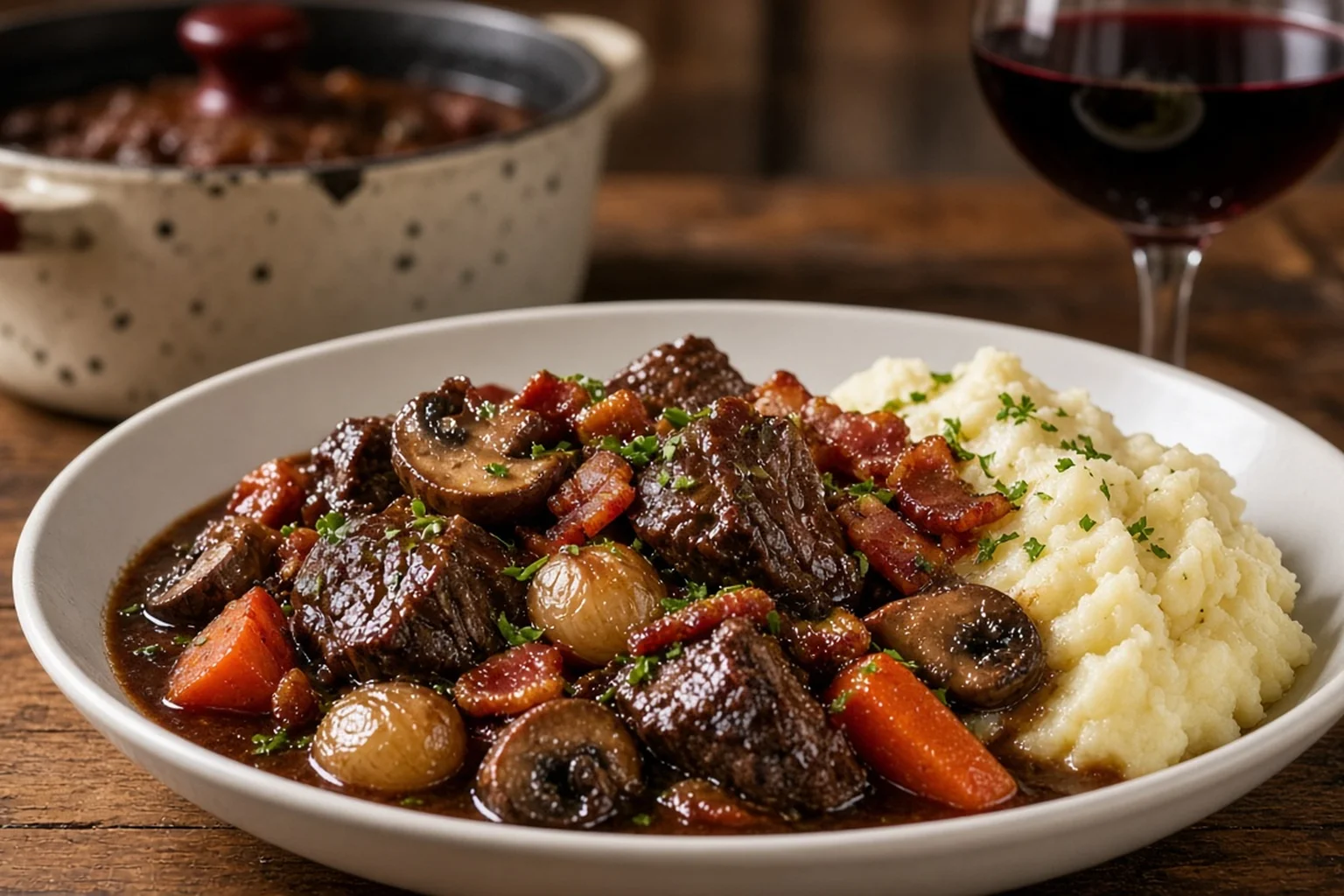 Illustrative photo of Classic Beef Bourguignon with Bacon, Mushrooms & Pearl Onions