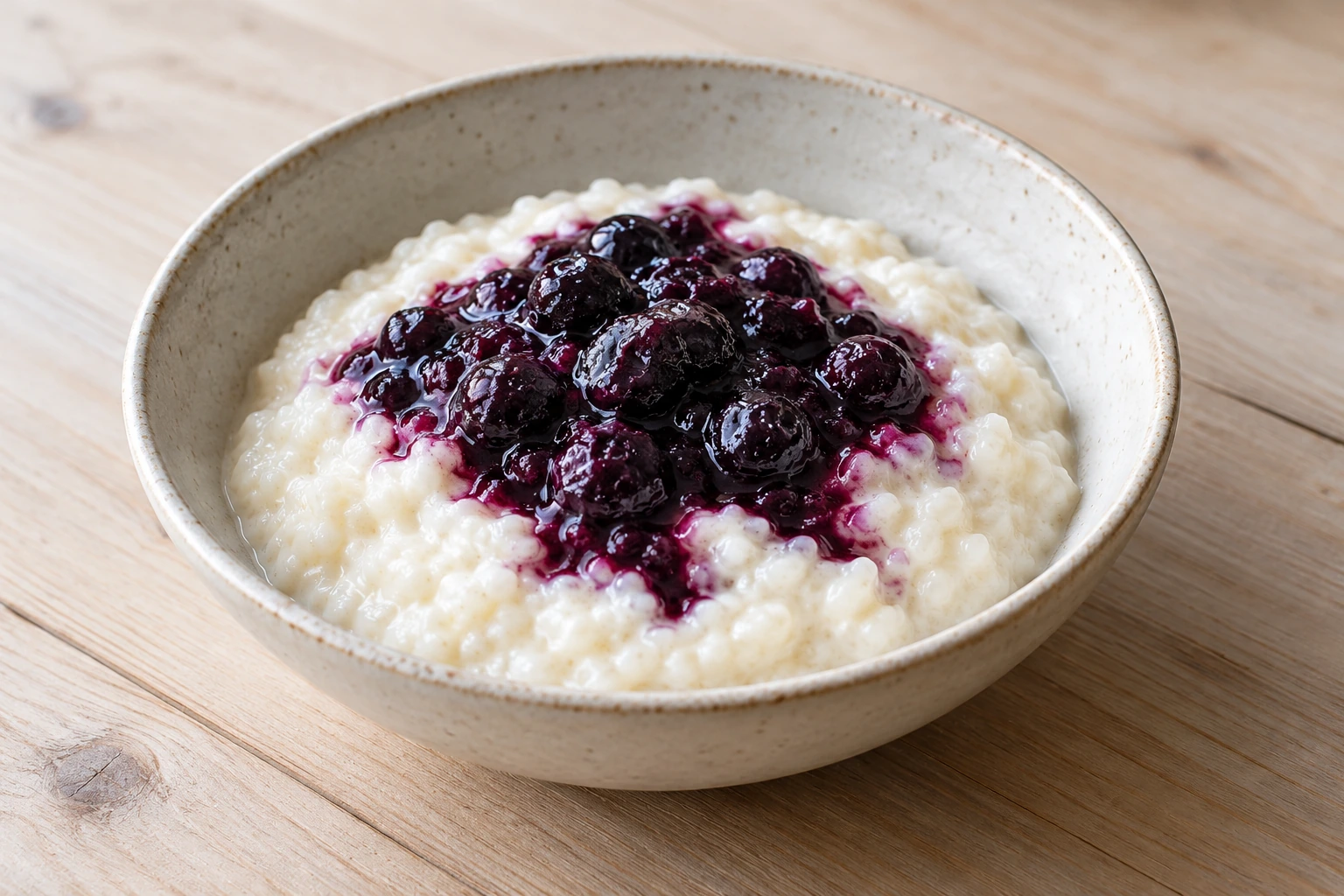 Warm Rice Pudding with Blueberries