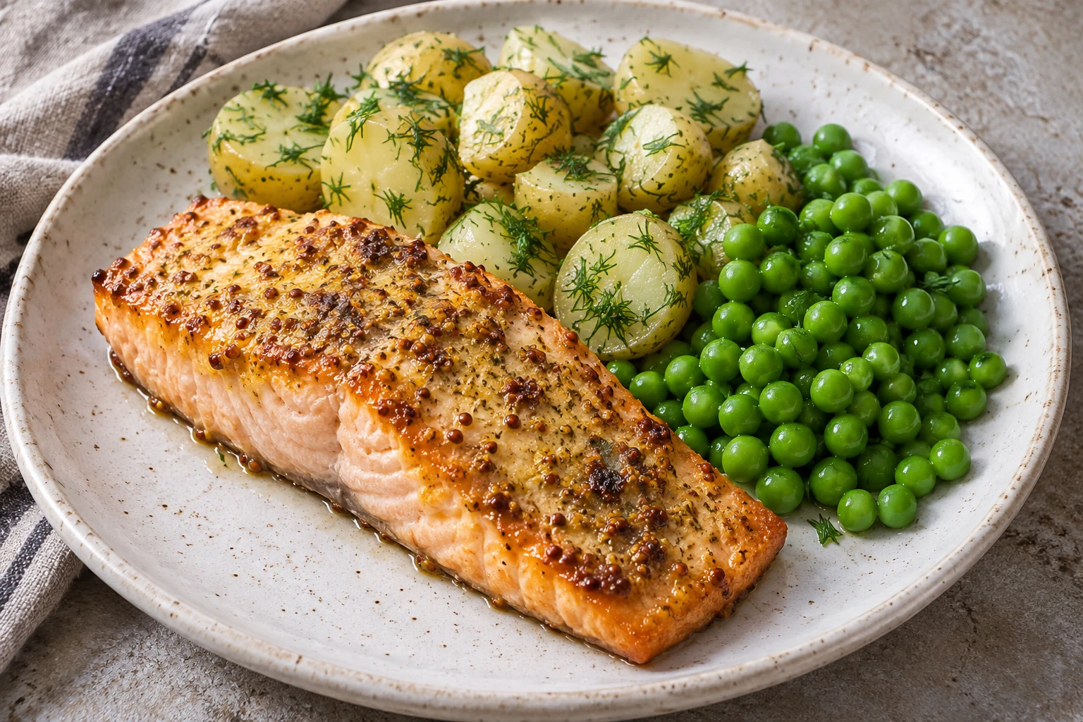 Mustard Salmon with Dill Potatoes