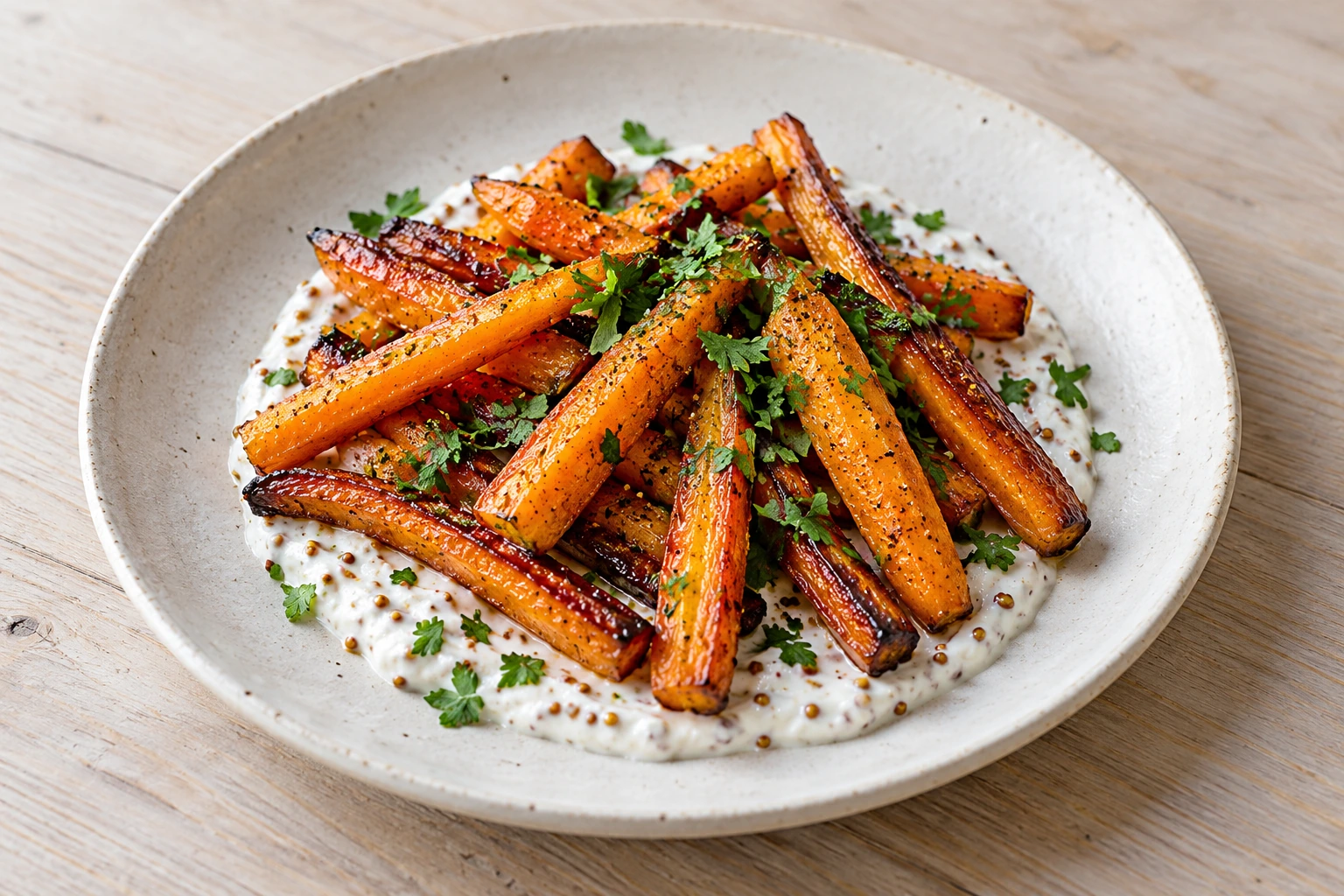 Roast Carrots with Mustard Yogurt