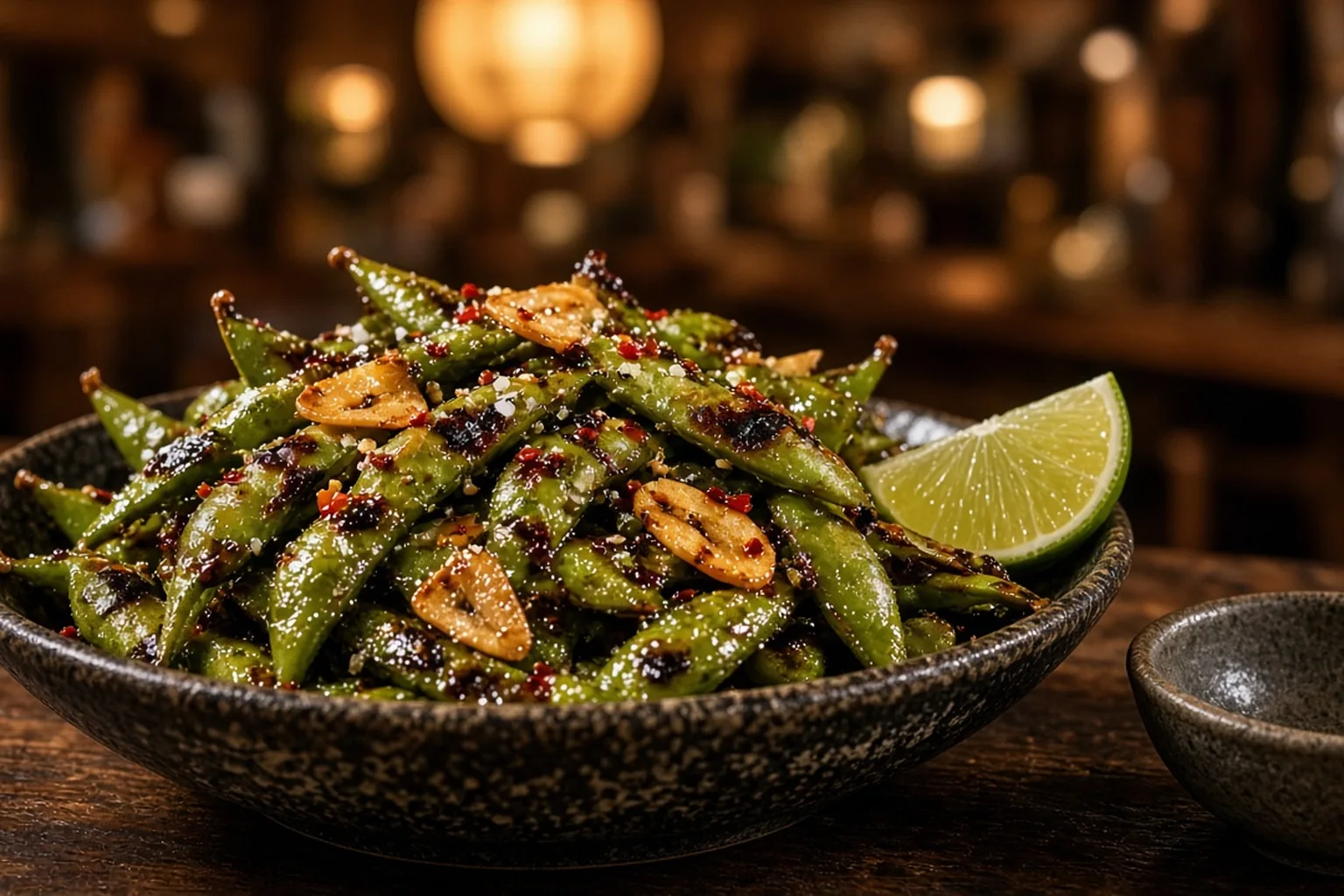 Illustrative photo of Blistered Edamame with Garlic & Chili Salt
