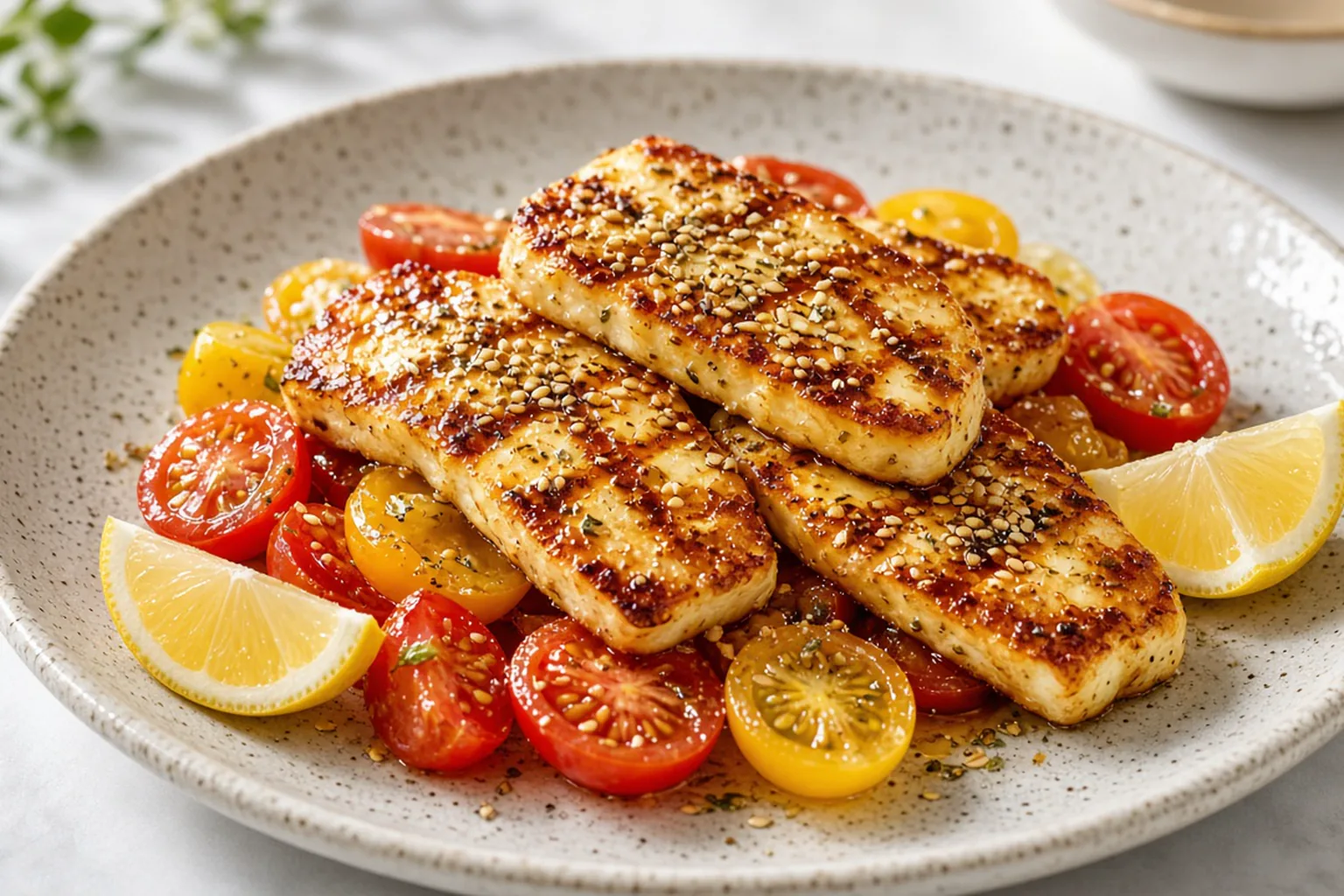 Illustrative photo of Charred Halloumi with Honey, Lemon & Toasted Sesame