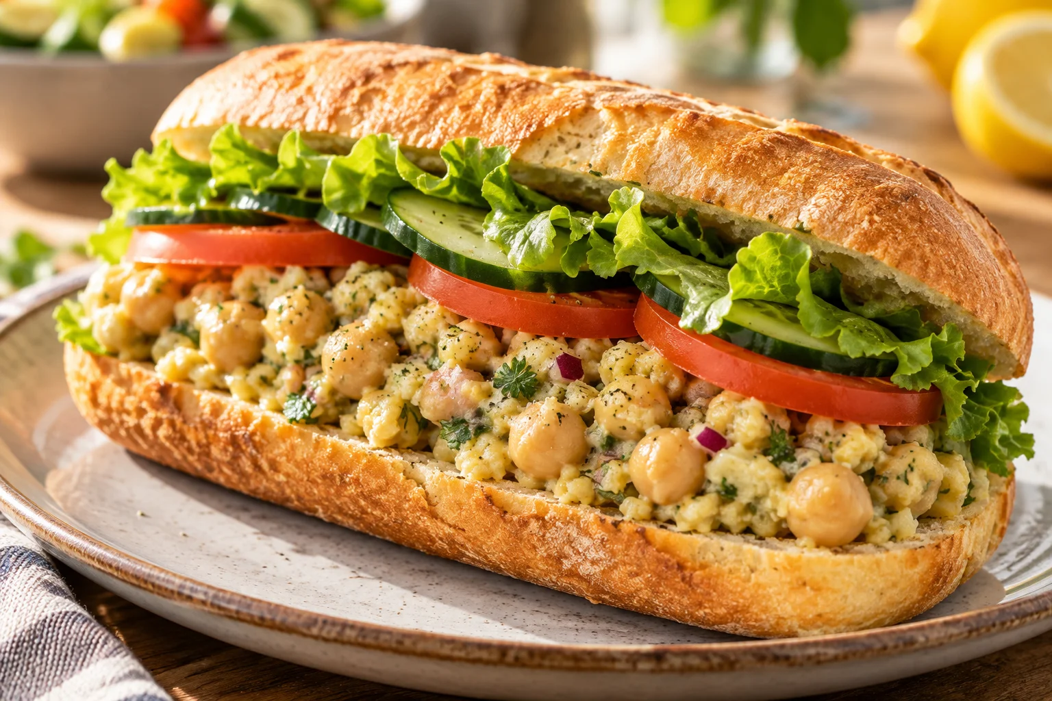 Illustrative photo of Lemon chickpea deli sub