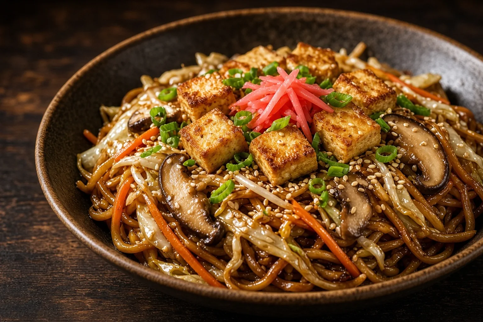 Illustrative photo of Crispy Tofu & Mushroom Yakisoba