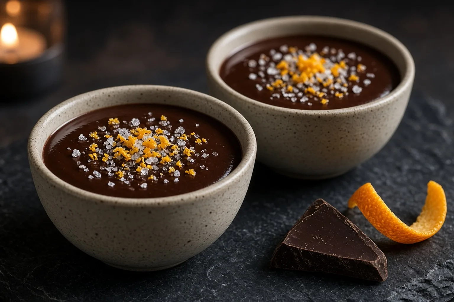 Illustrative photo of Dark Chocolate Orange Pots de Crème with Sea Salt