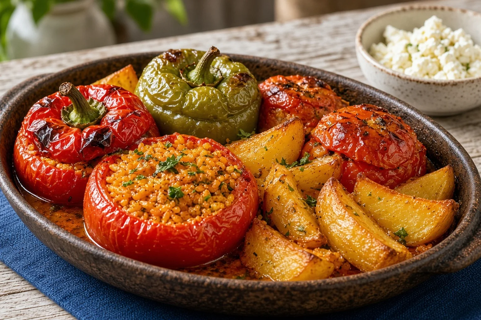Illustrative photo of Gemista: Herb & Rice Stuffed Tomatoes and Peppers with Roast Potatoes