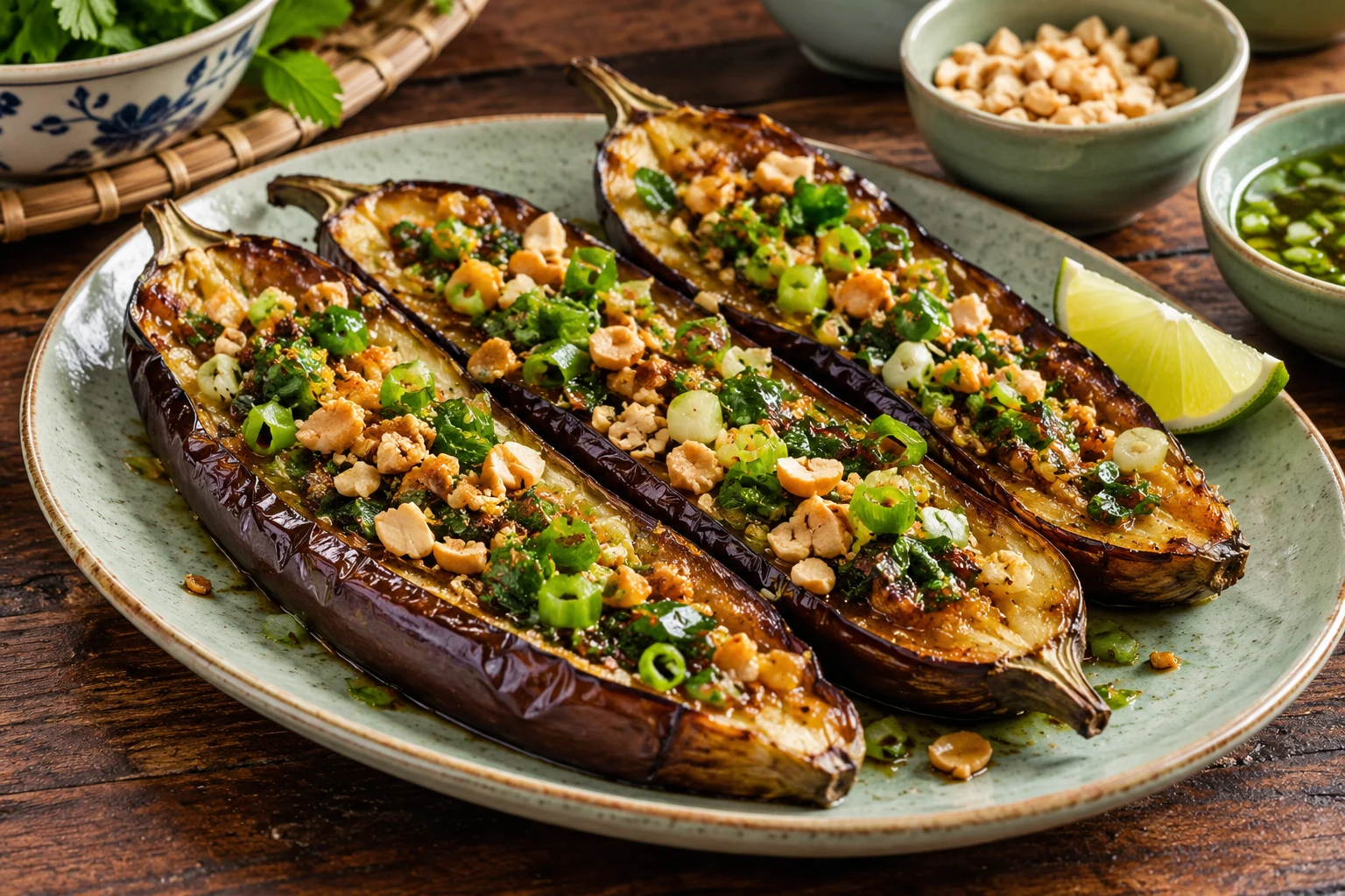 Roasted Eggplant with Scallion Oil