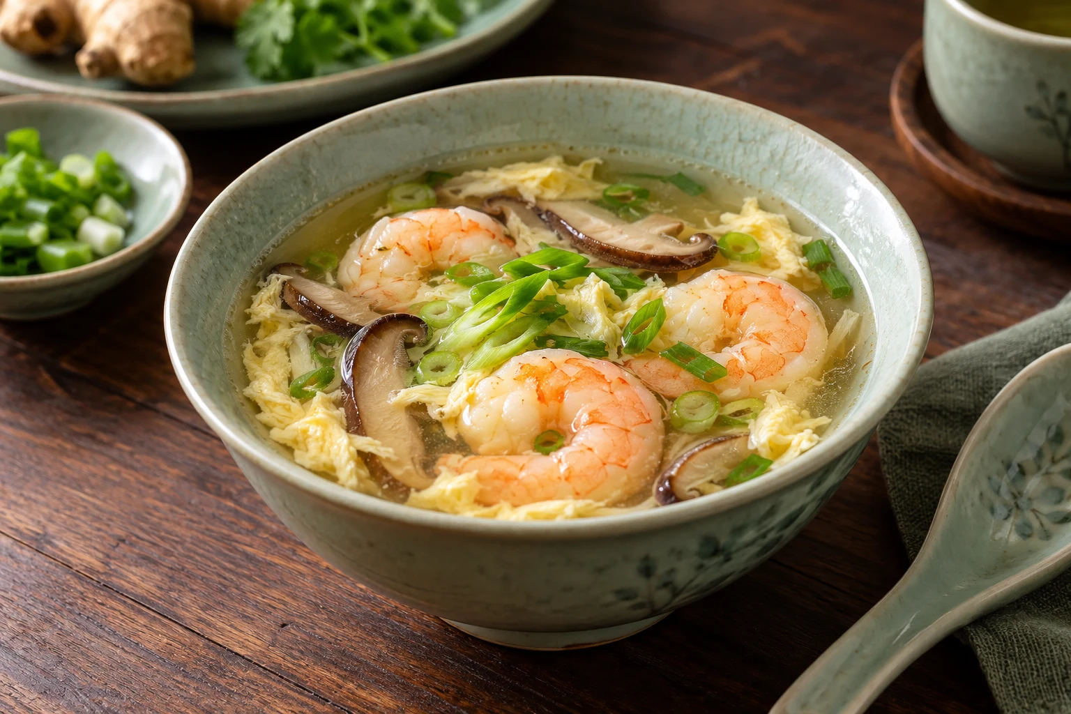 Ginger Shrimp & Mushroom Soup