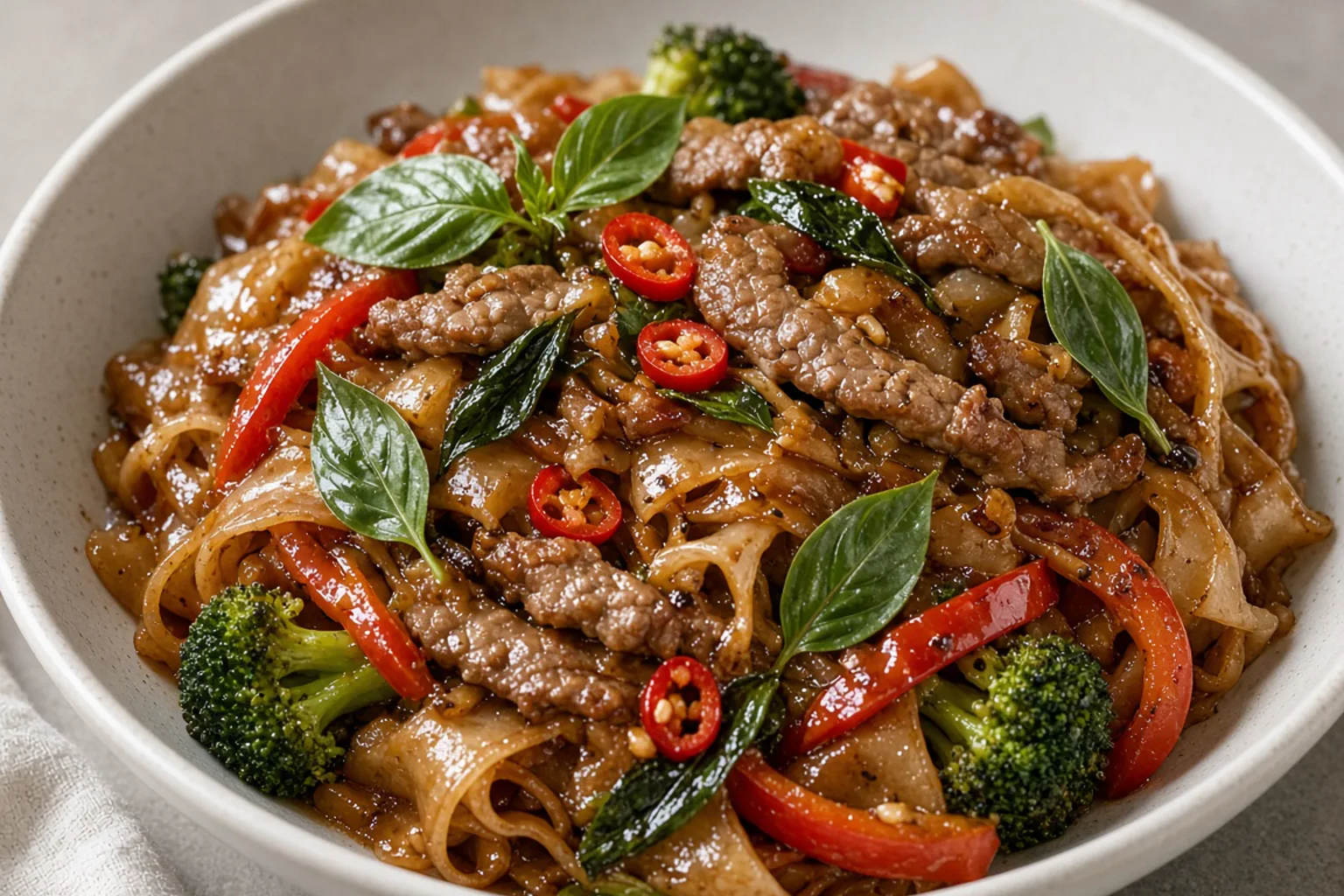 Illustrative photo of Drunken Noodles with Beef
