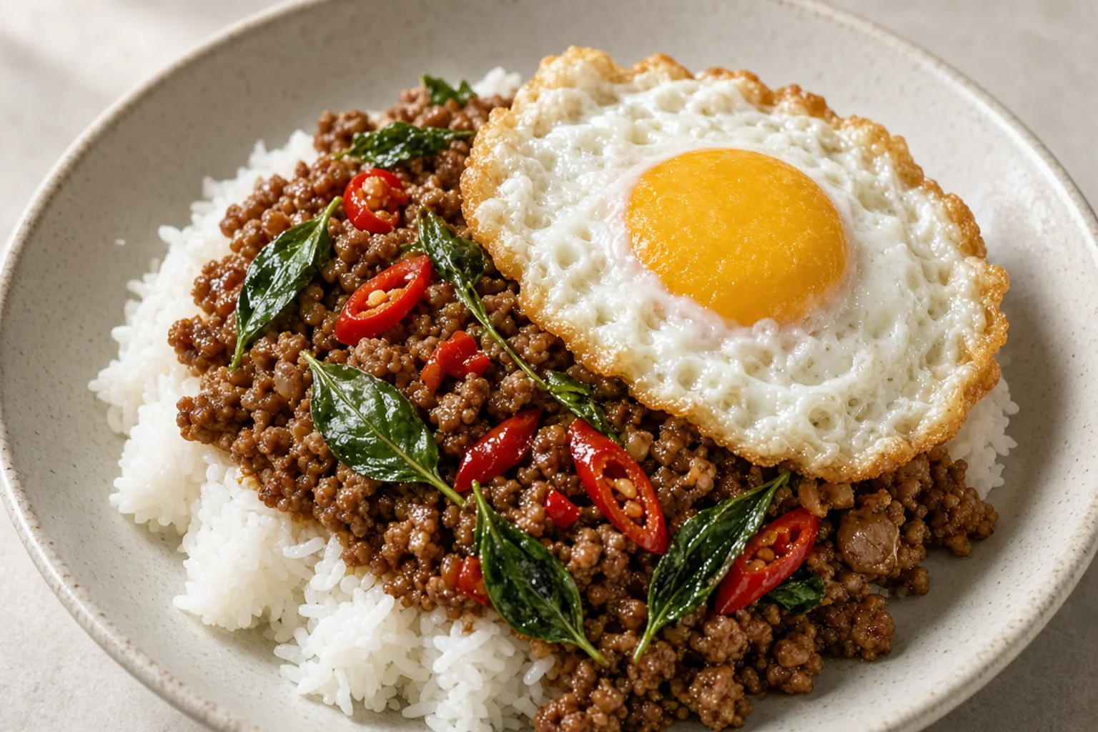 Illustrative photo of Holy Basil Pork with Fried Egg