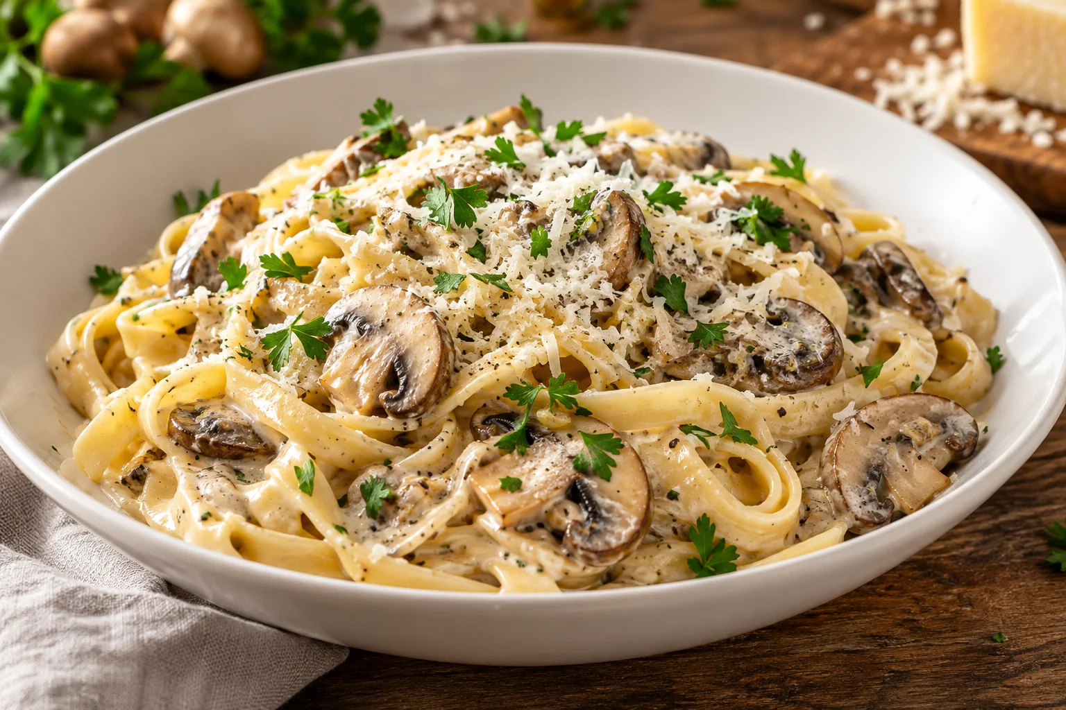 Illustrative photo of Creamy mushroom fettuccine