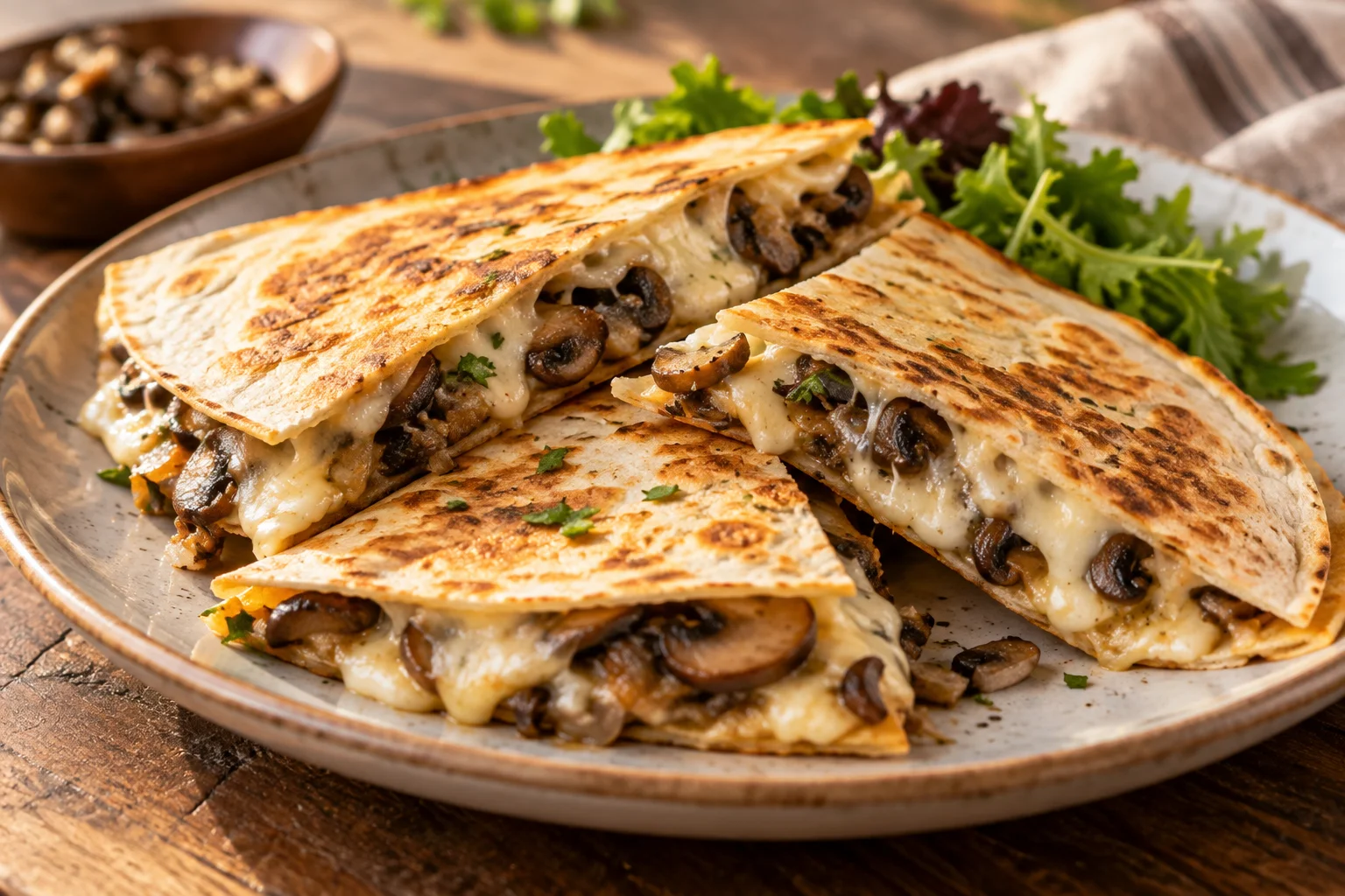 Illustrative photo of Golden mushroom quesadillas