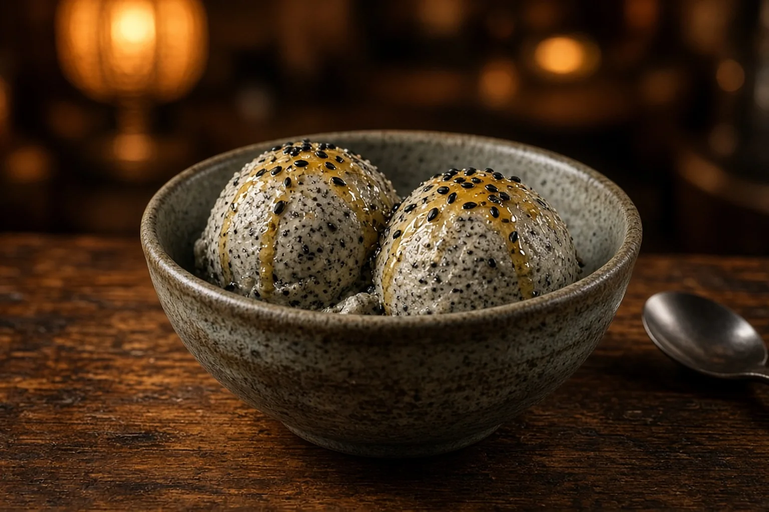 Illustrative photo of No-Churn Black Sesame Ice Cream with Honey