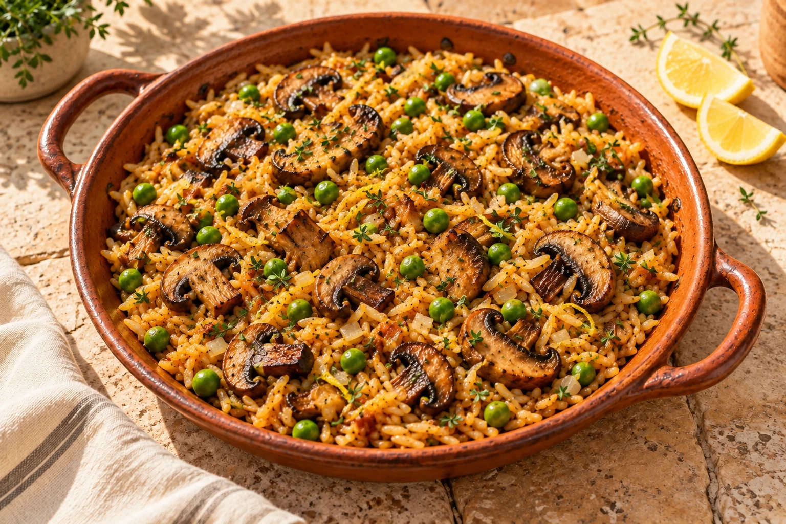 Illustrative photo of Mushroom & Pea Paprika Rice