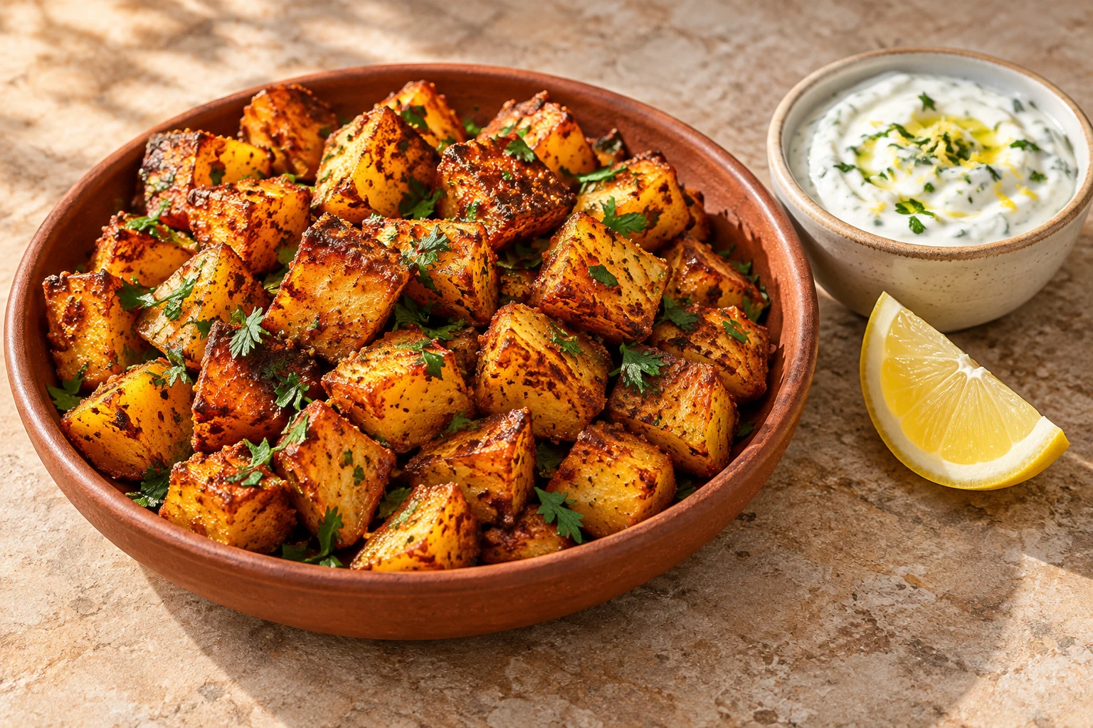 Illustrative photo of Crisp Paprika Potatoes with Lemon Yogurt