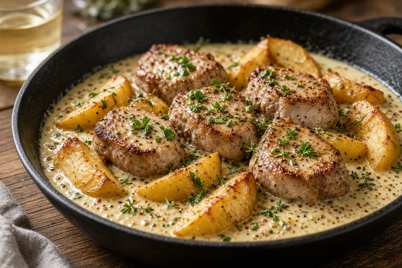 Illustrative photo of Pork Tenderloin with Cider, Apples & Mustard Cream