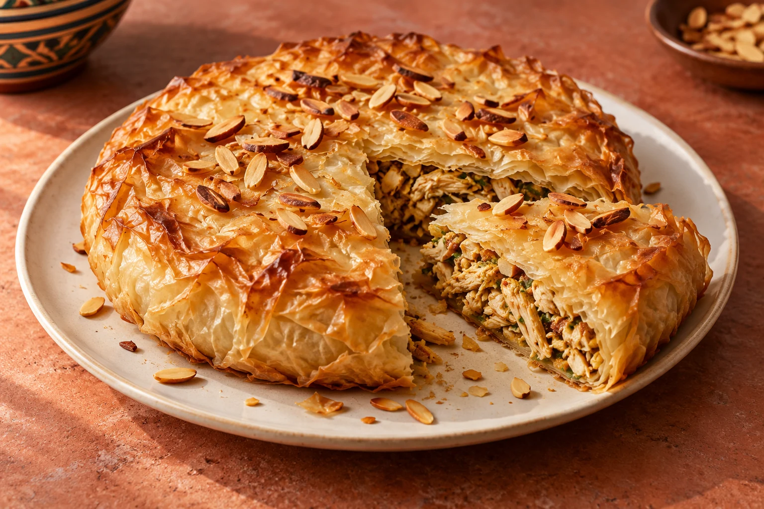 Chicken & Almond Filo Pie