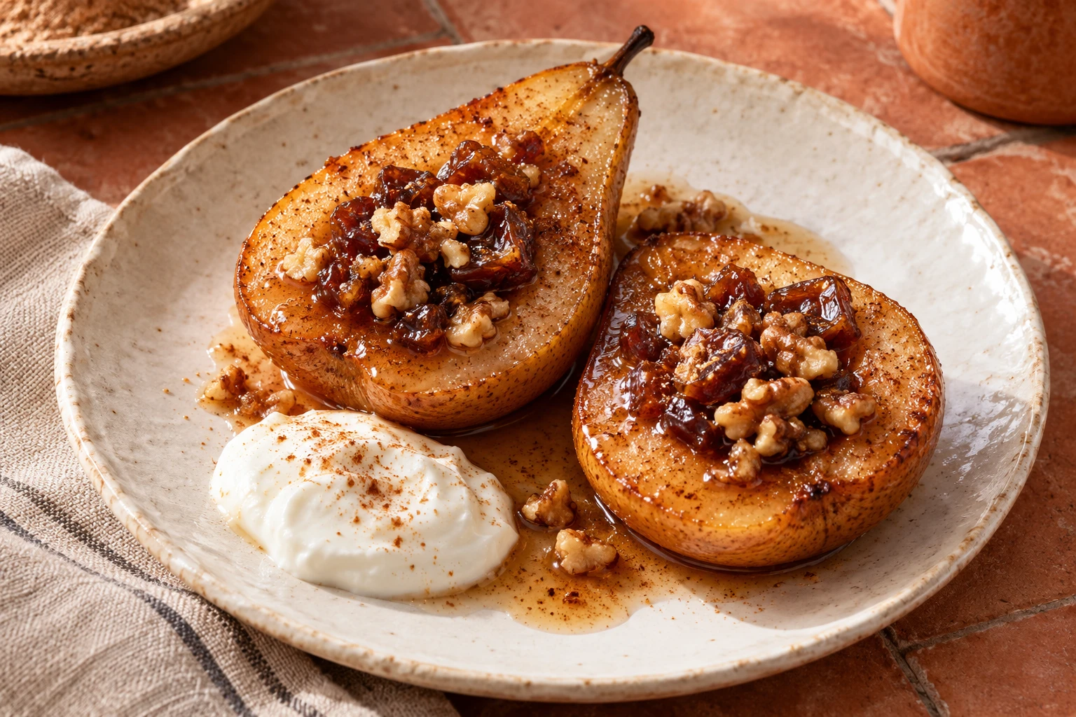 Cinnamon Baked Pears with Dates
