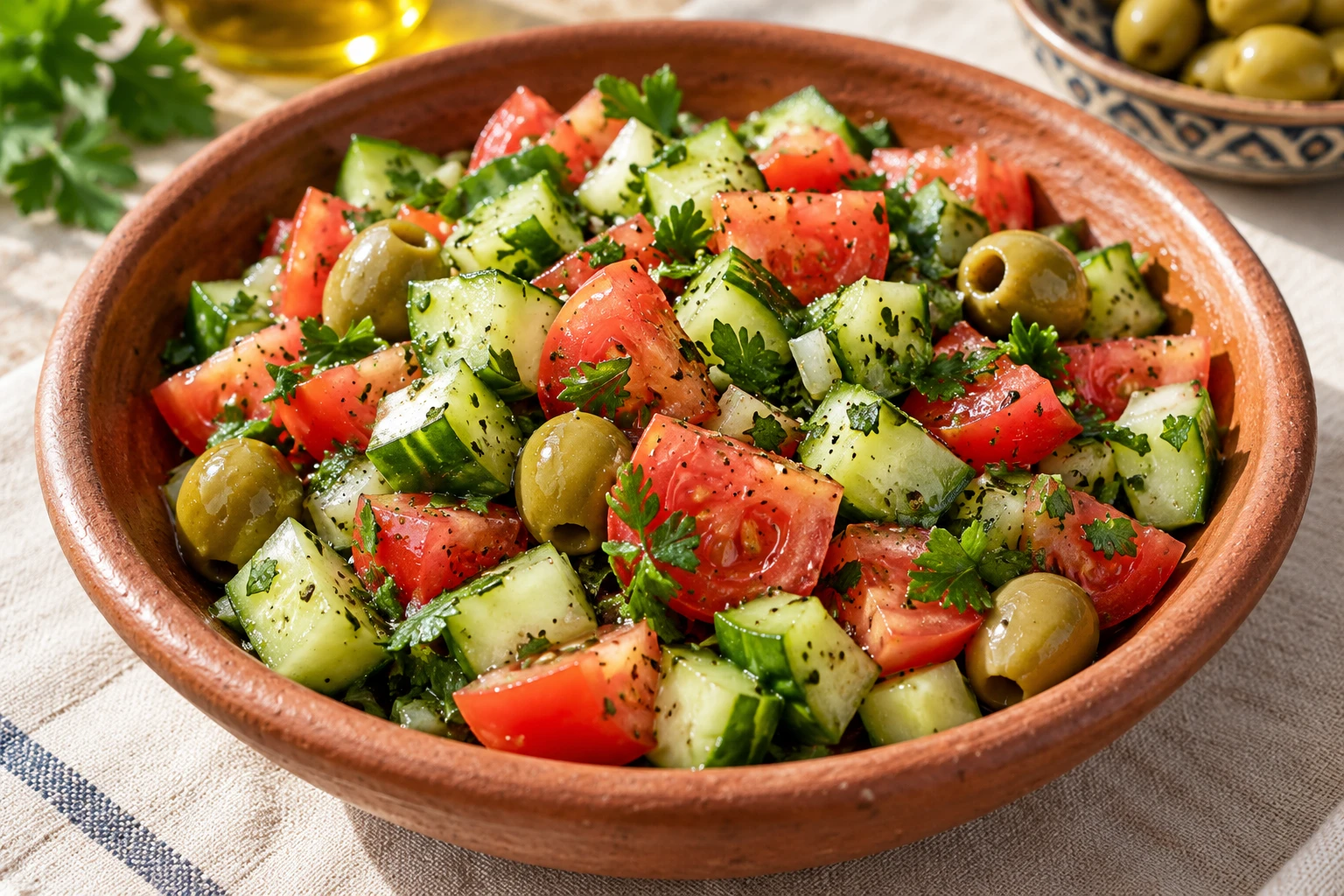 Cucumber, Tomato & Green Olive Salad
