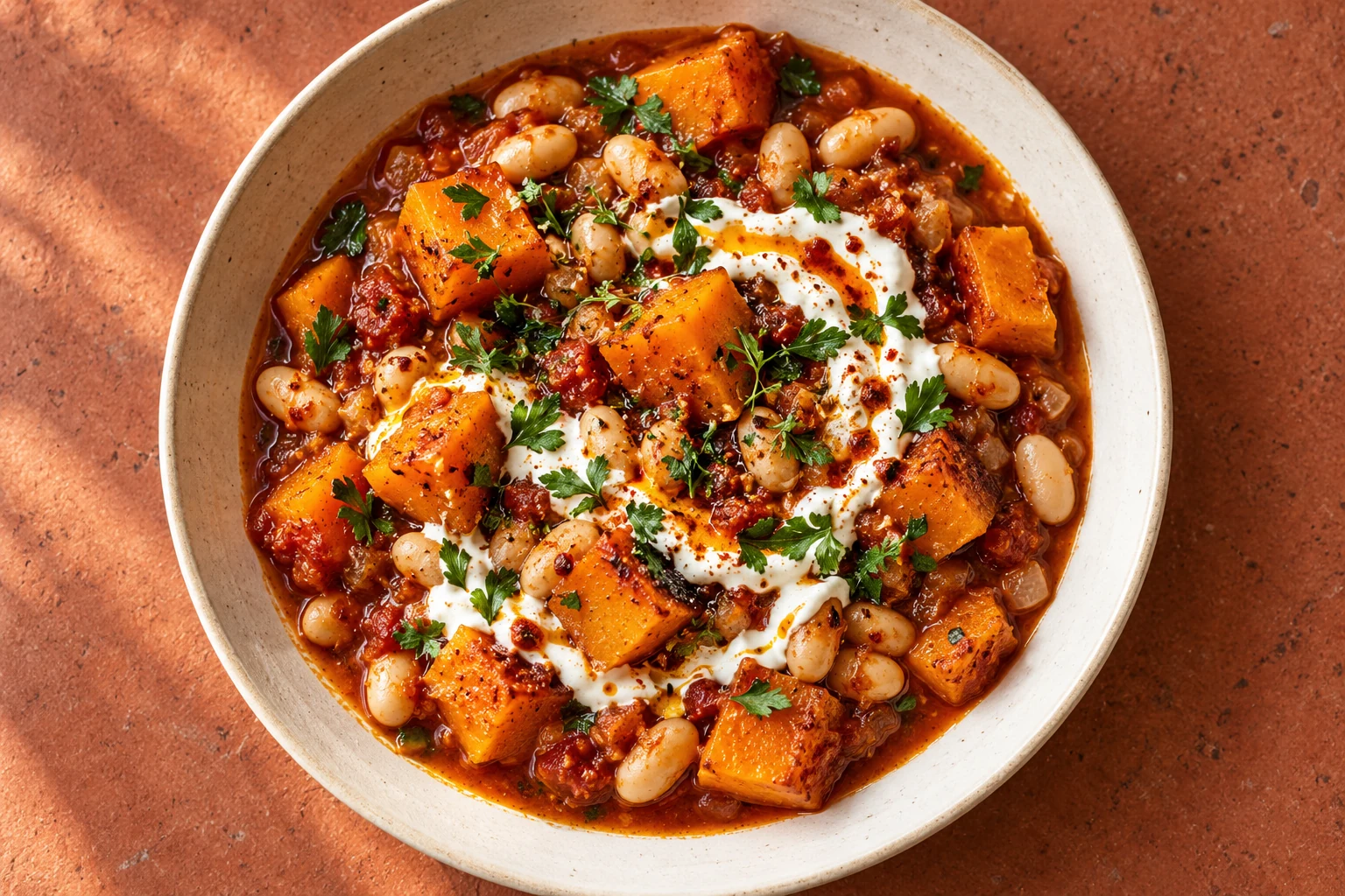 Harissa Squash & White Bean Bake