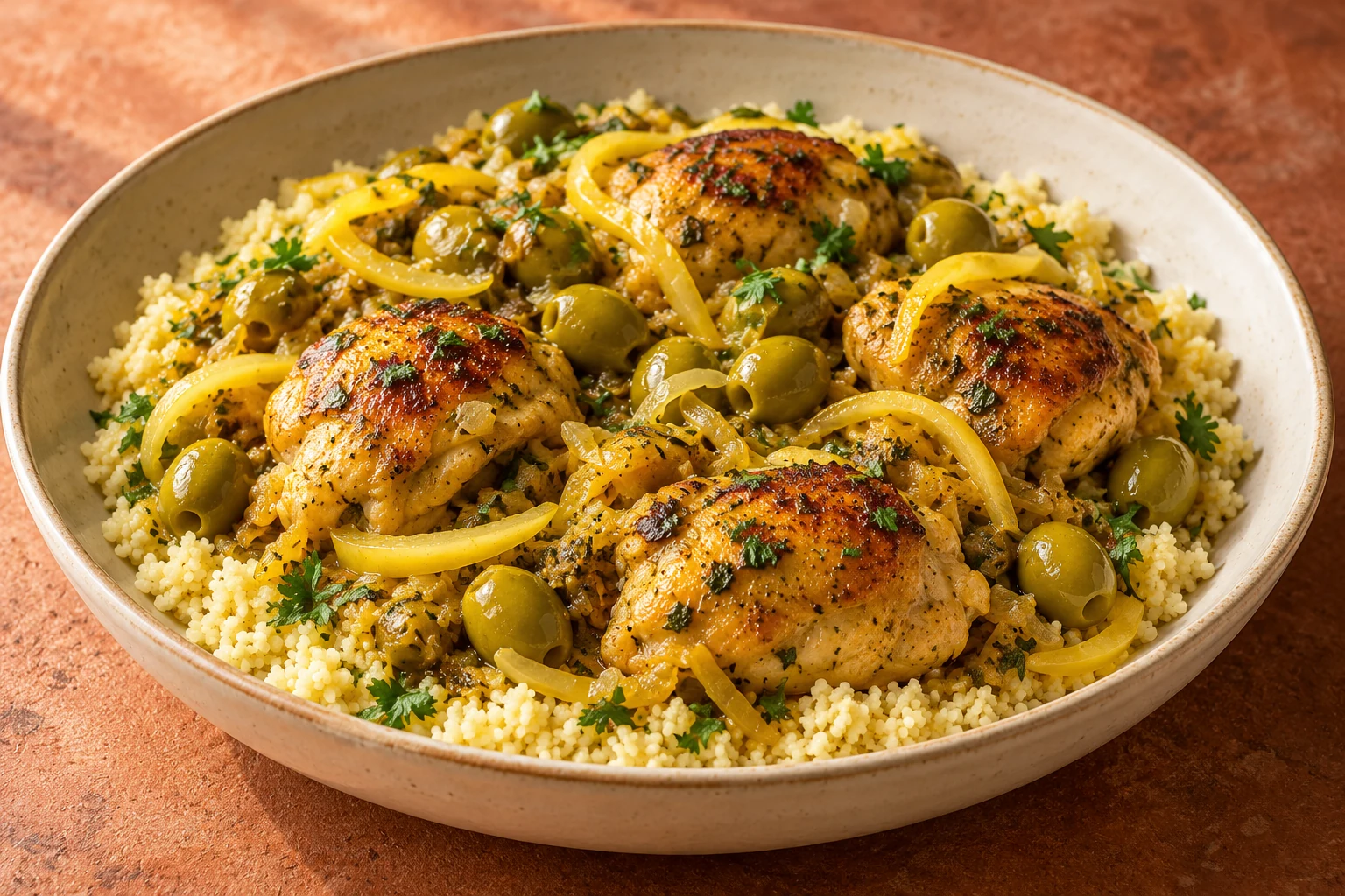 Lemon & Olive Chicken with Couscous