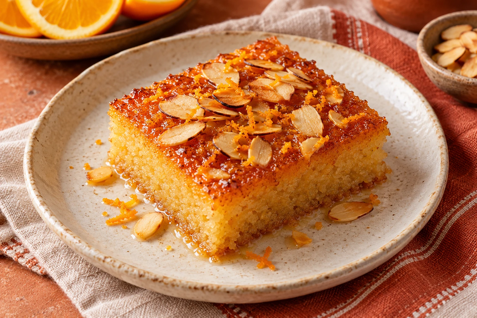 Orange & Almond Semolina Cake