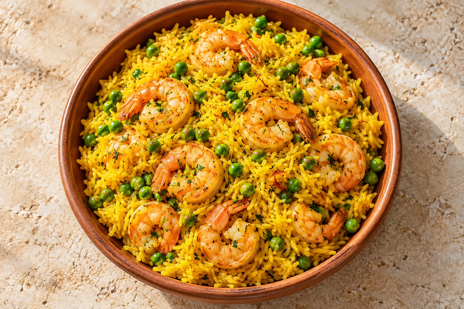 Saffron Shrimp & Pea Rice