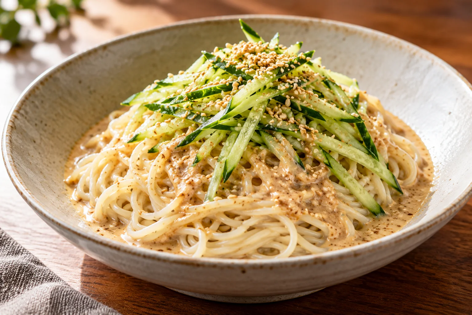 Illustrative photo of Cool sesame cucumber noodles