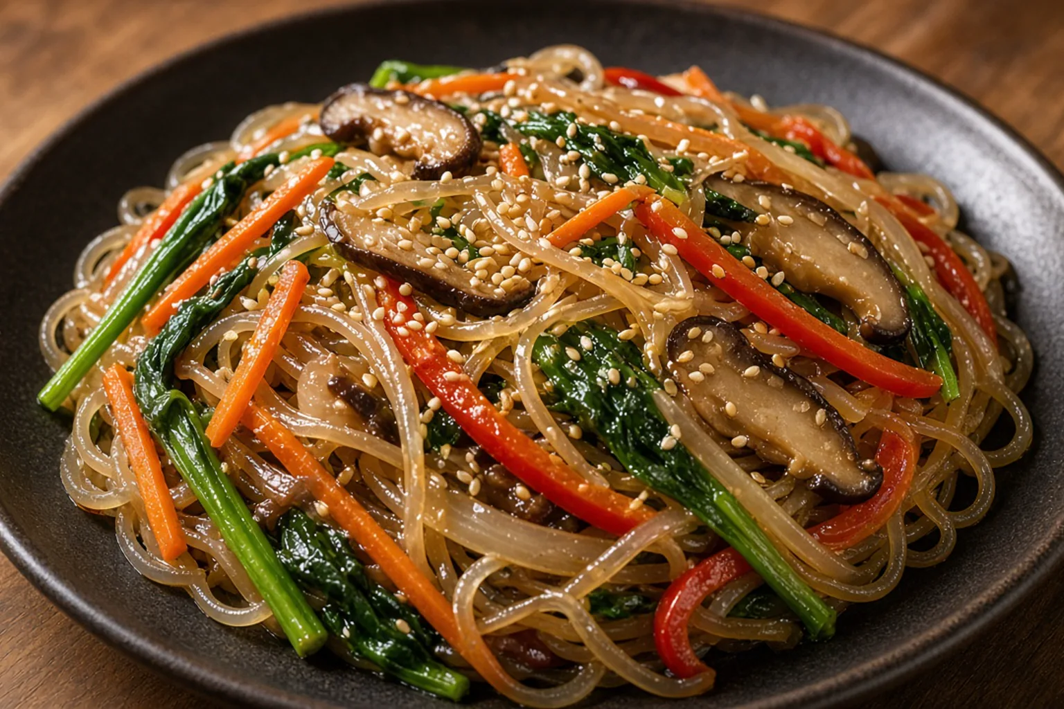 Illustrative photo of Japchae Glass Noodles with Vegetables