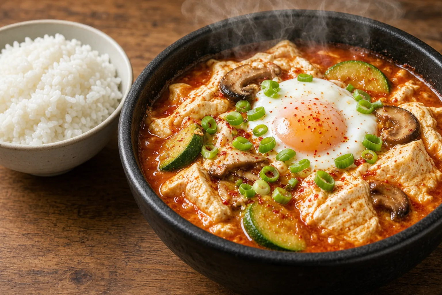 Illustrative photo of Soft Tofu Stew with Mushrooms & Egg