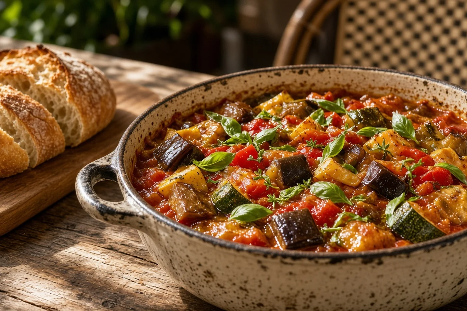 Illustrative photo of Slow-Baked Ratatouille with Basil & Crusty Bread