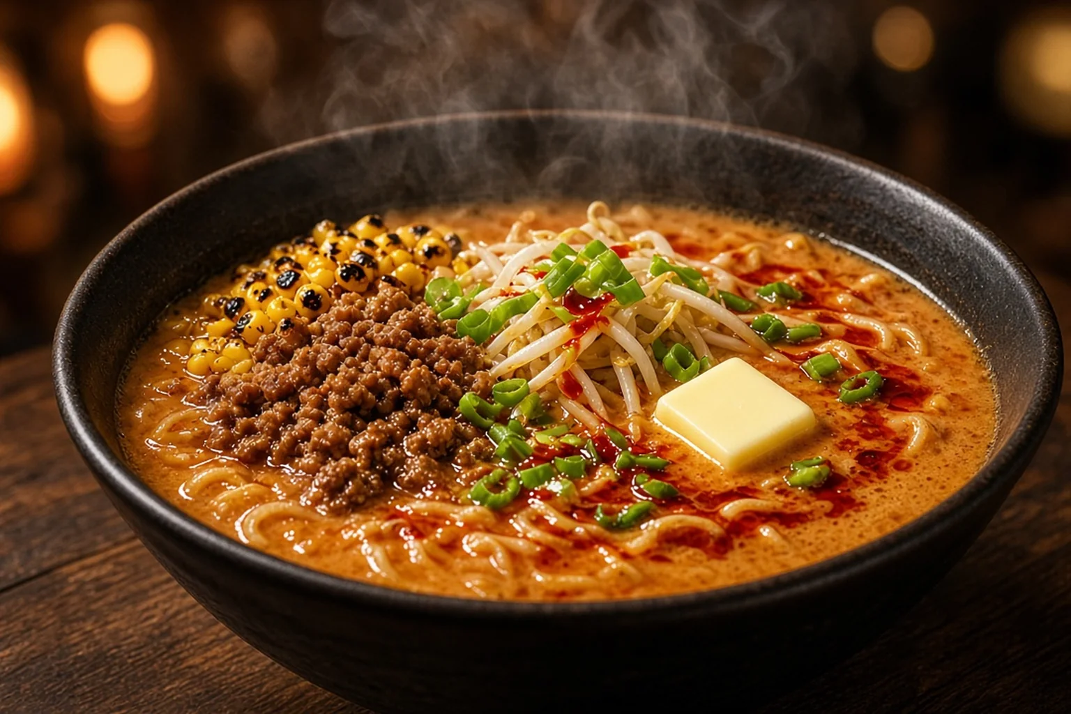 Illustrative photo of Spicy Miso Pork Ramen with Charred Corn & Butter