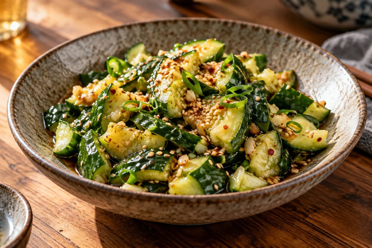 Illustrative photo of Sesame smashed cucumber