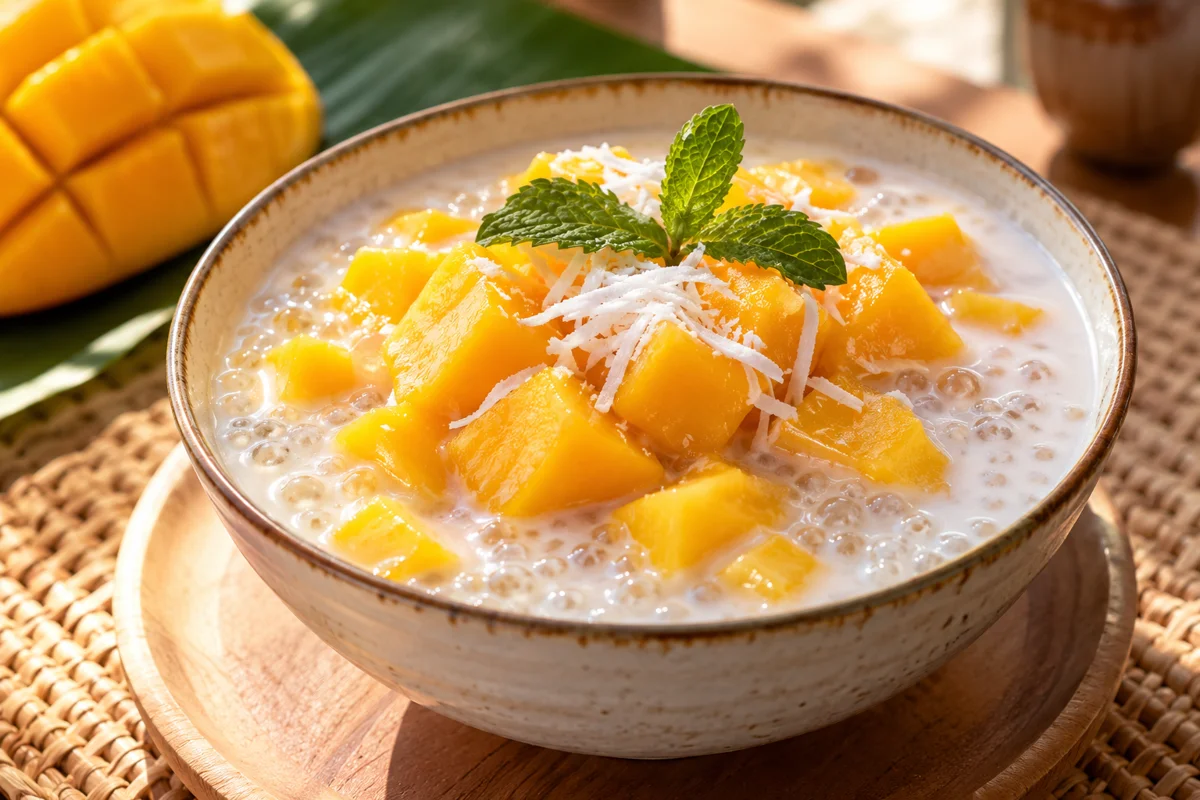 Illustrative photo of Mango coconut pudding