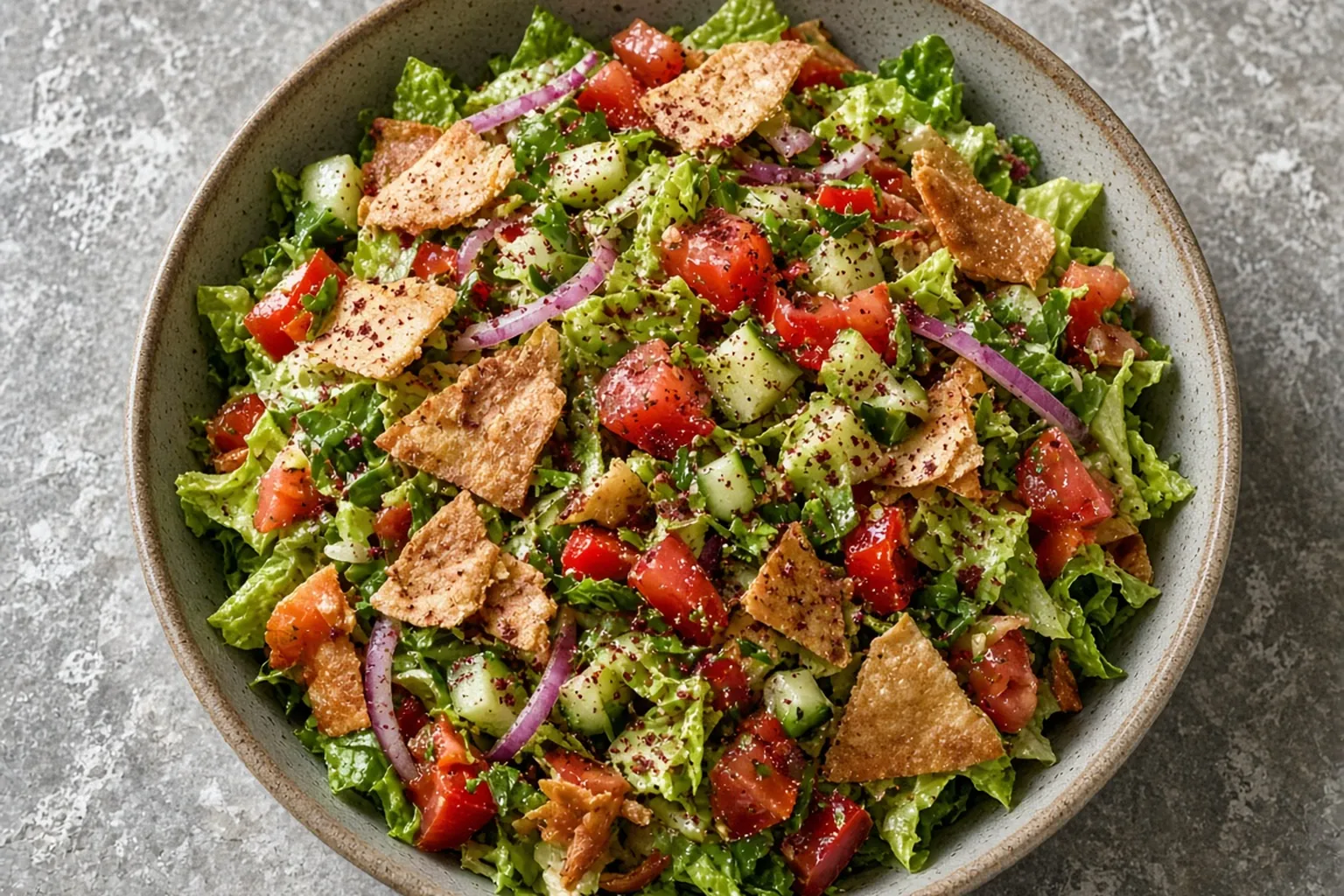 Illustrative photo of Fattoush Salad with Toasted Pita