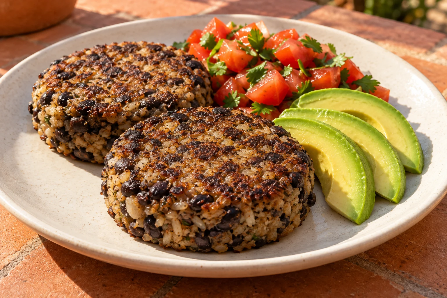 Black Bean & Rice Cakes with Avocado