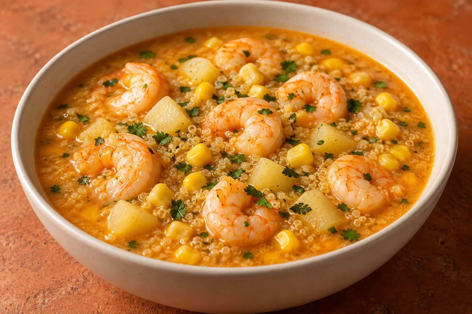 Shrimp, Quinoa & Corn Soup