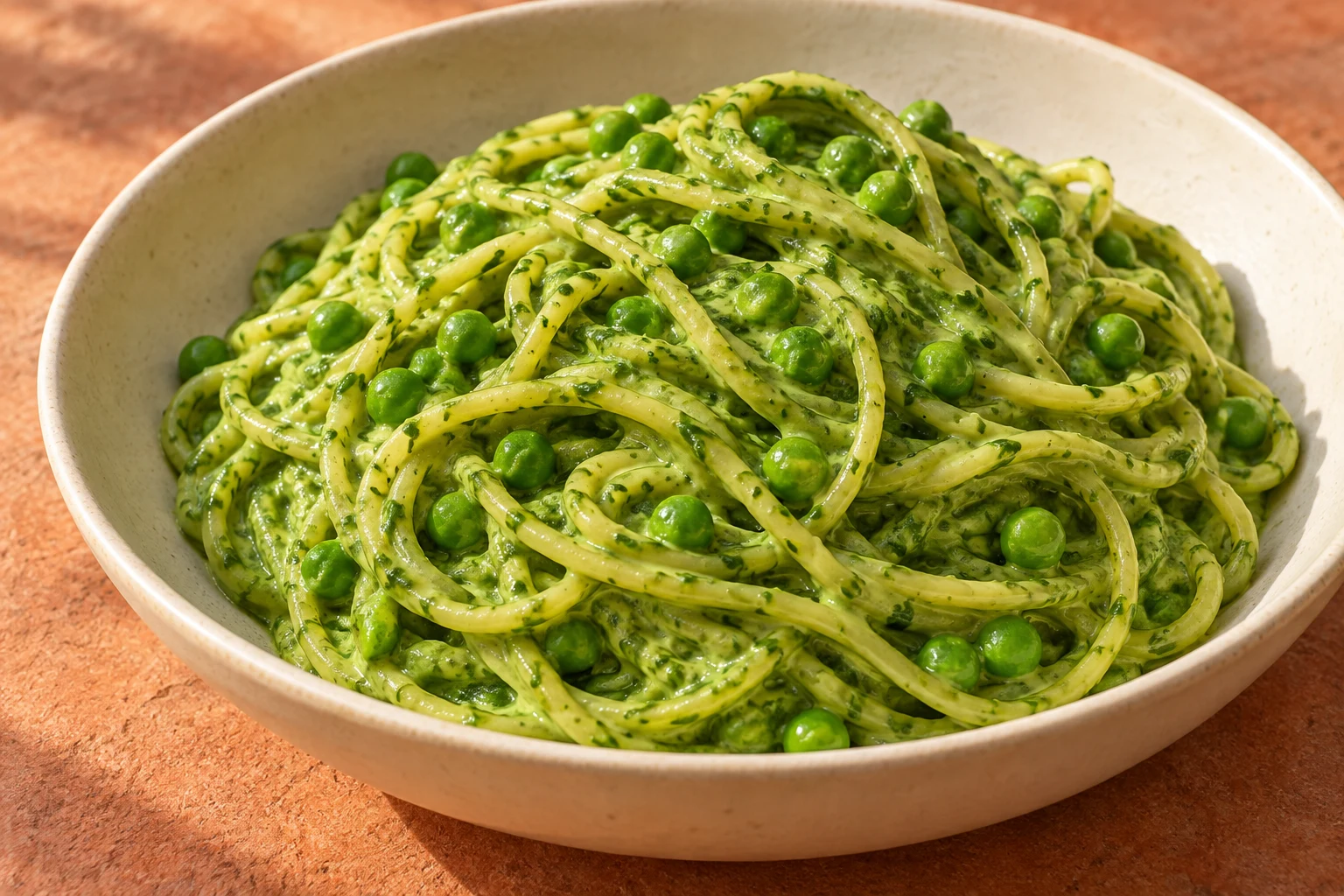 Spinach & Basil Pasta with Peas