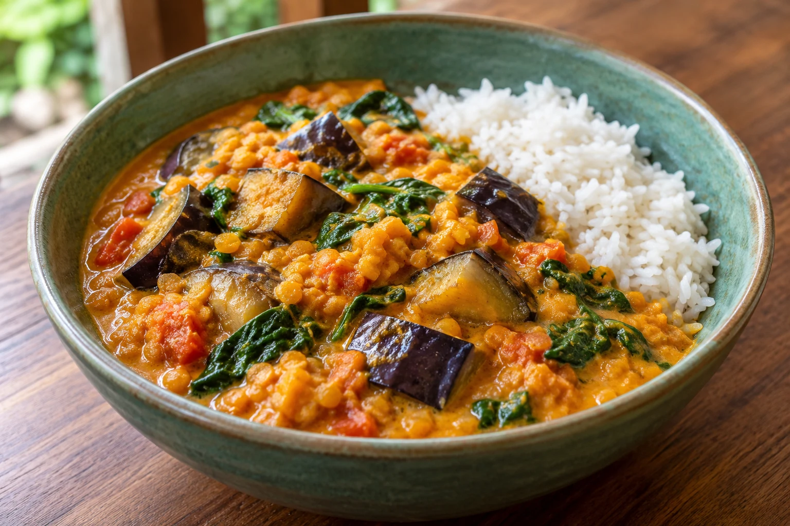 Coconut Eggplant & Red Lentil Pot