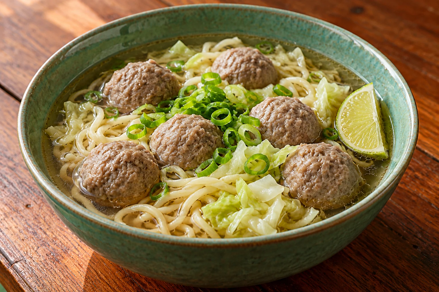 Ginger Beef Meatball Noodle Soup