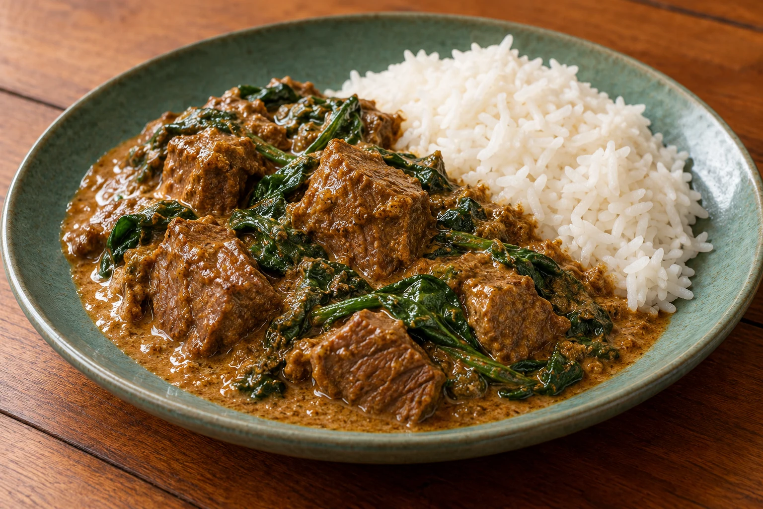 Slow Coconut Beef with Ginger & Rice
